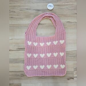 Altar'd State Heart Pattern Knit Tote Shoulder Sling Bag NWT 15x14